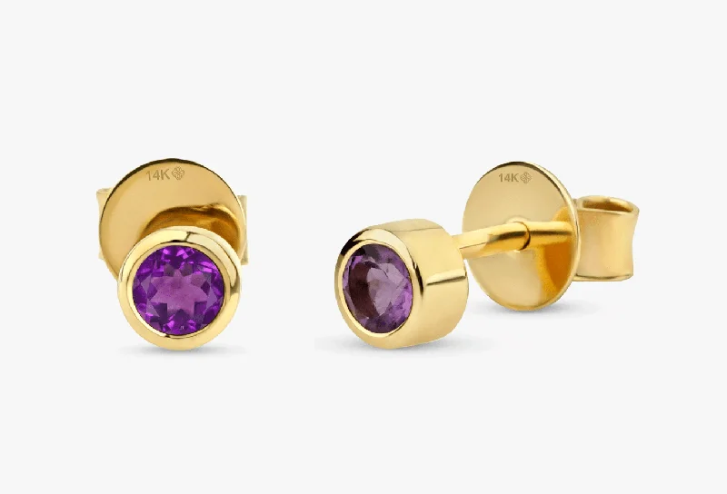 Natural Amethyst Stud Earrings, Vienna