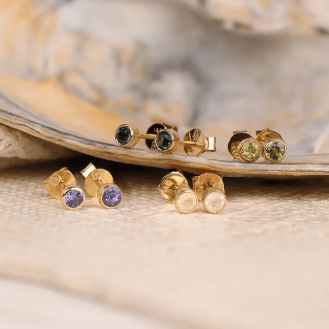 Natural Birthstone Stud Earrings, Vienna