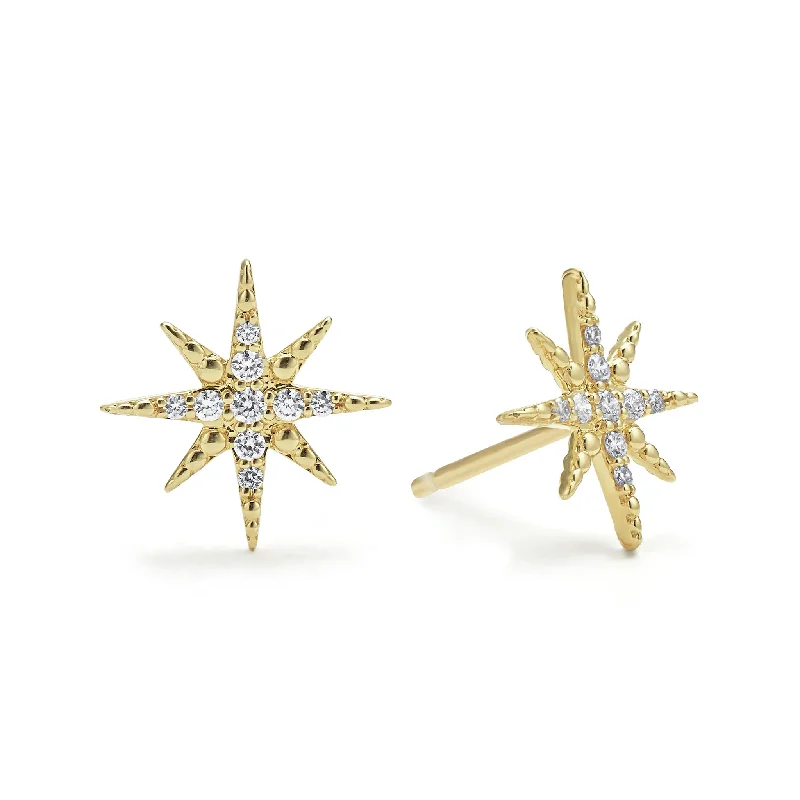 North Star 18K Gold Diamond Stud Earrings