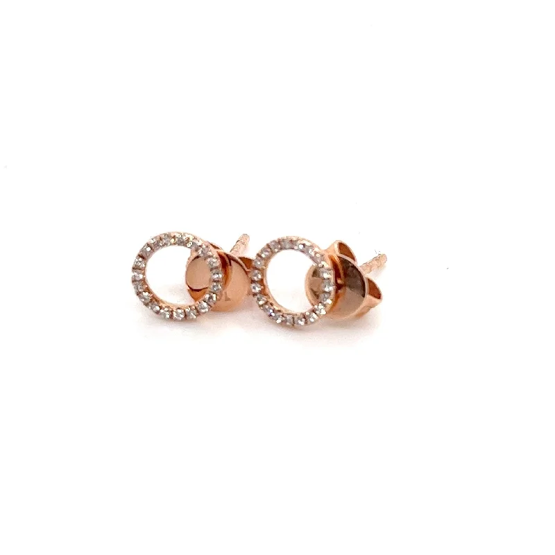 'OO' Mini Studs 14kt Rose Gold with Diamonds