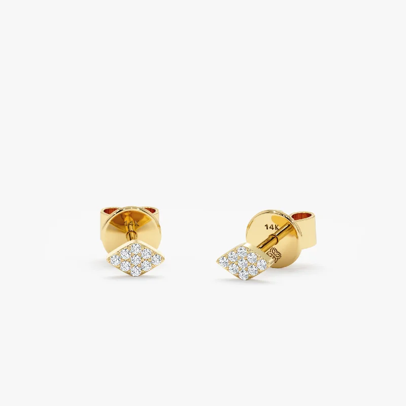 Paved Diamond Rhombus Studs, Blake