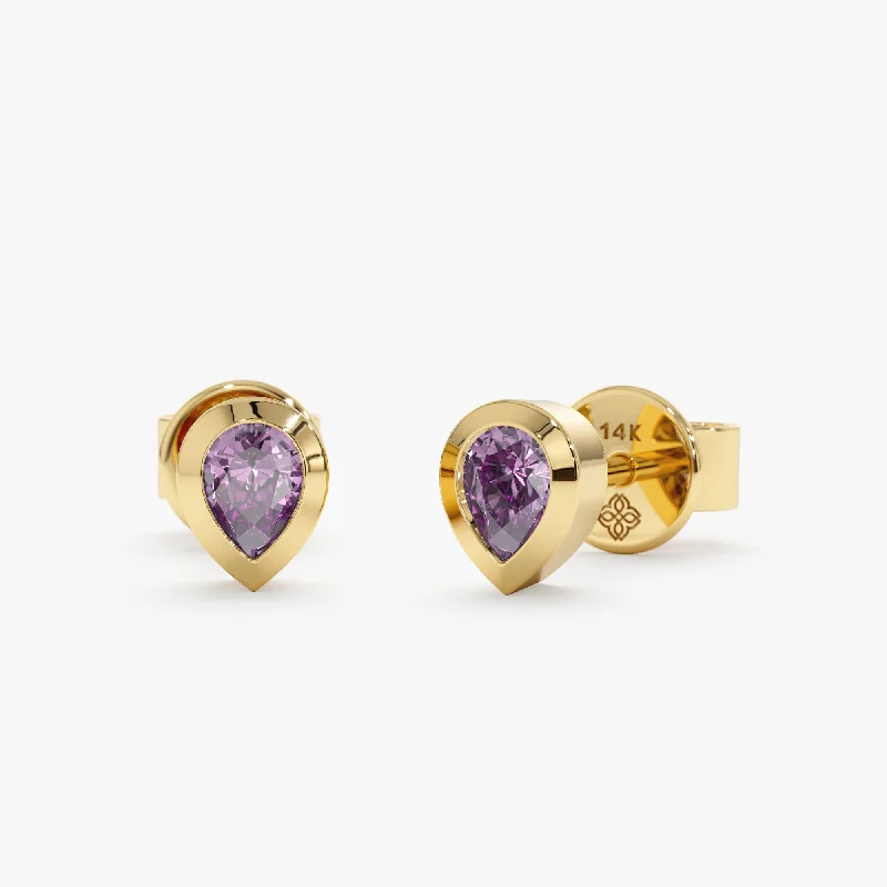 Pear Cut Amethyst Studs, Jessie