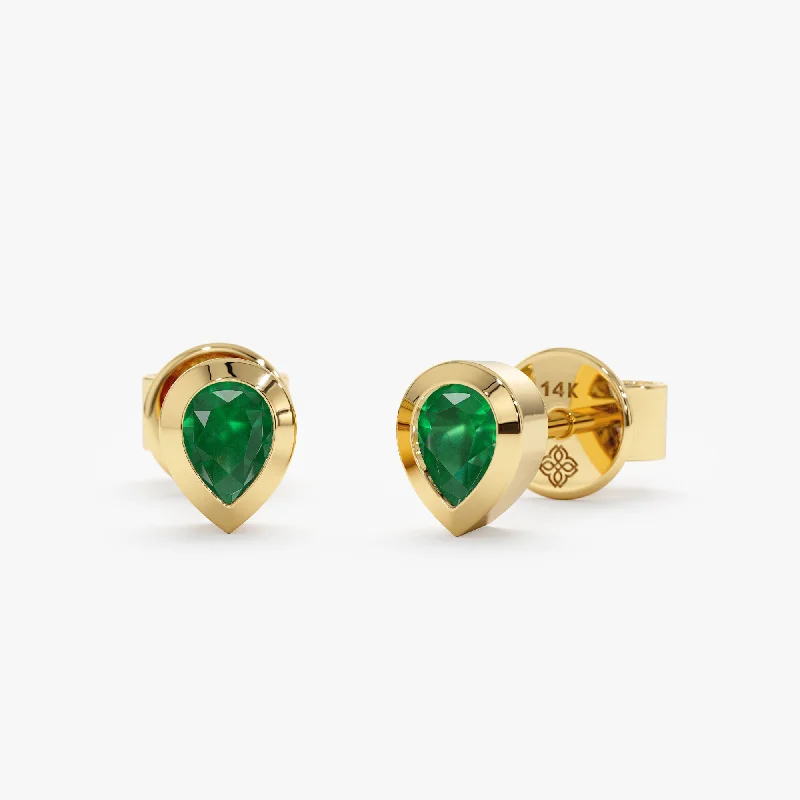 Pear Cut Emerald Studs, Jessie