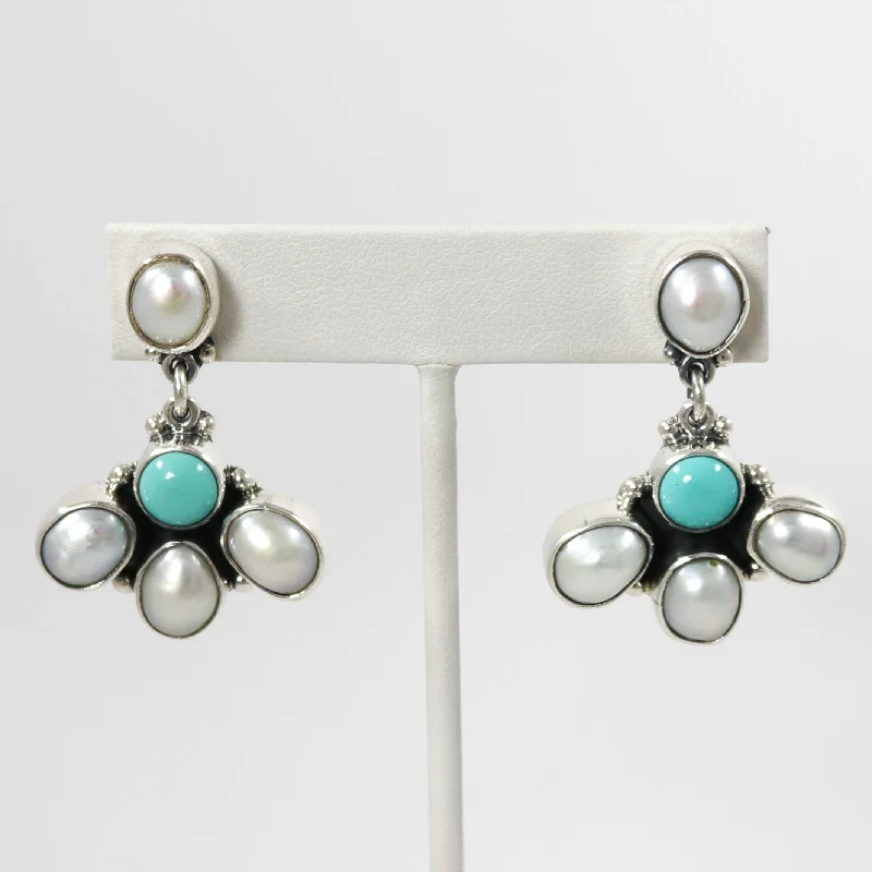 Pearl and Turquoise Earrings