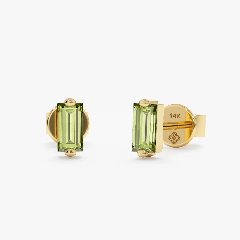 Peridot Baguette Stud Earrings, Lupita