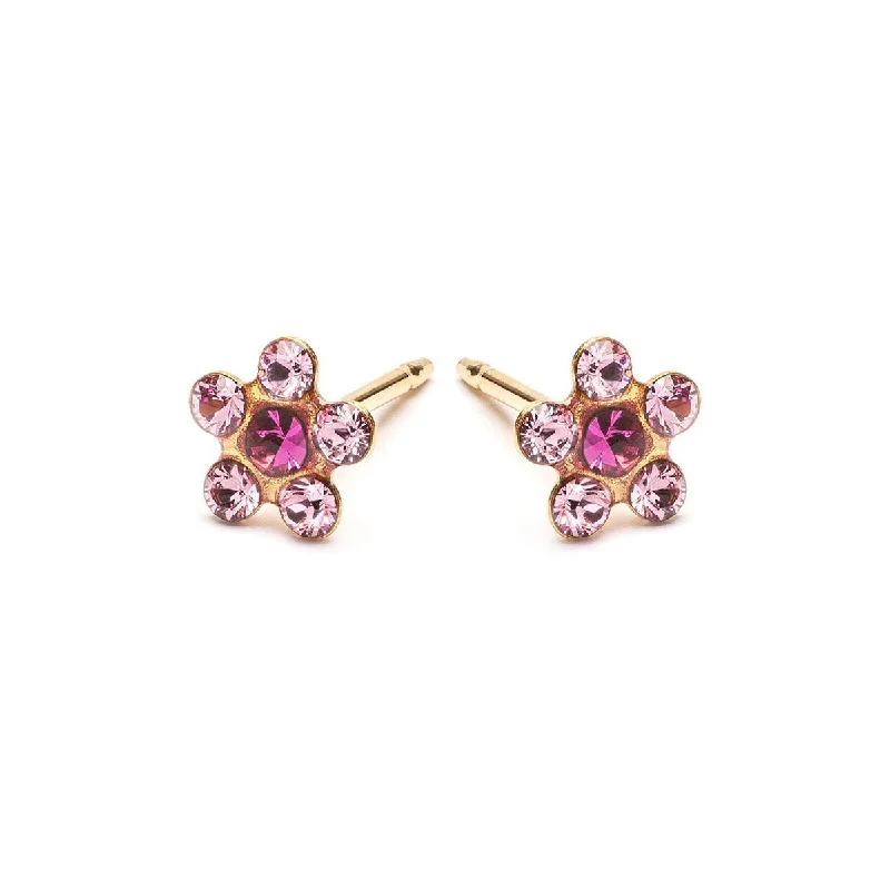 Pink & Fuchsia Gold Plated Daisy Earrings