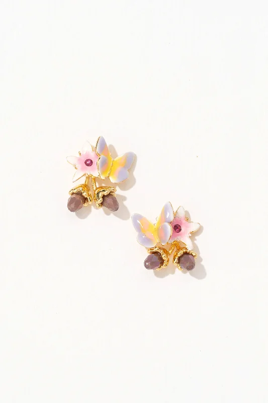 Plum Blossom Enamel Earrings