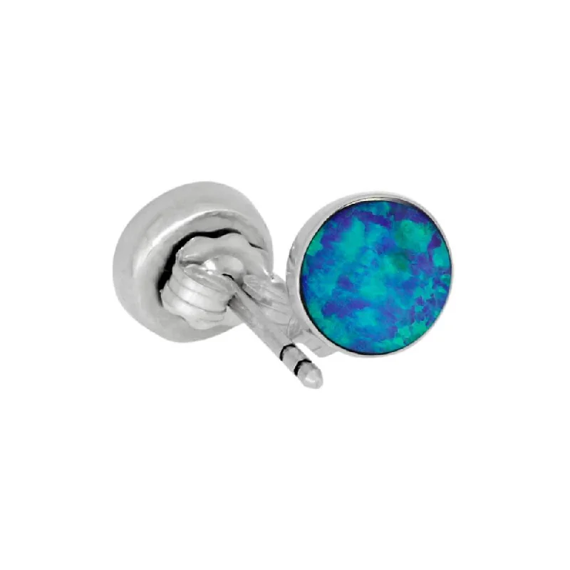 Radiant Blue-Green Opal Stud Earrings