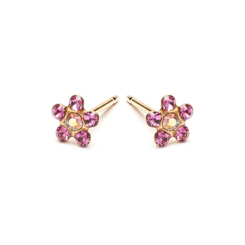 Rainbow & Pink Gold Plated Daisy Earrings