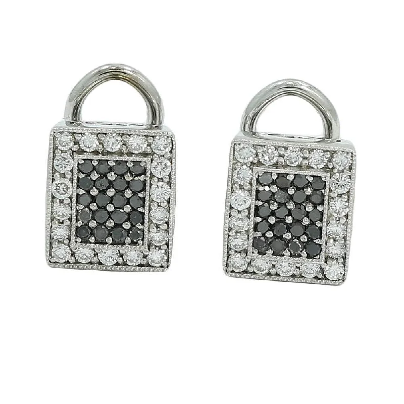 ROSIBLU BLACK AND WHITE DIAMOND SQUARE EARRINGS