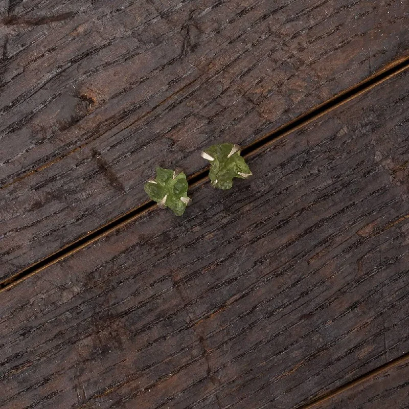 Rough Moldavite Stud Earrings