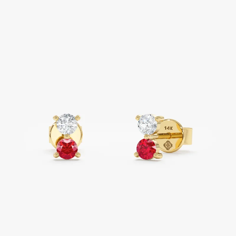 Ruby & Diamond Stud Earrings, Trisha