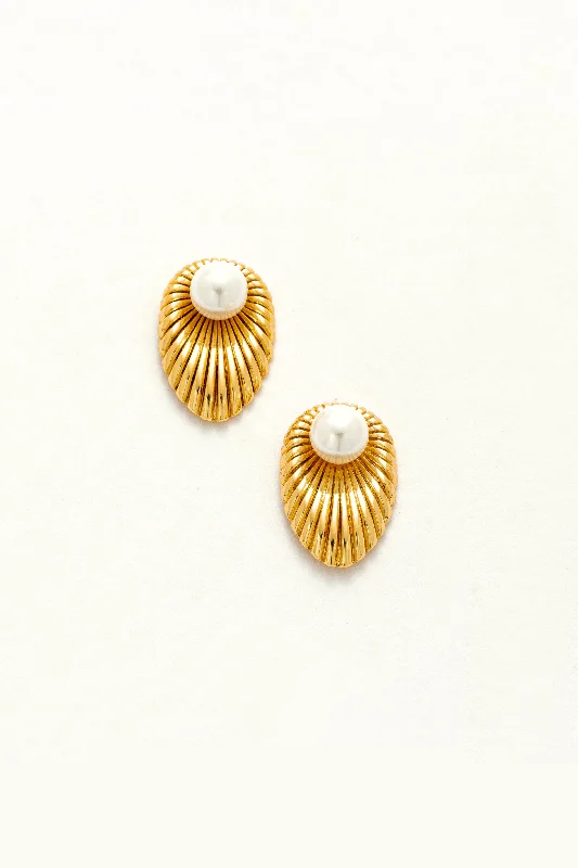 Saffron Pearl Stud Earrings