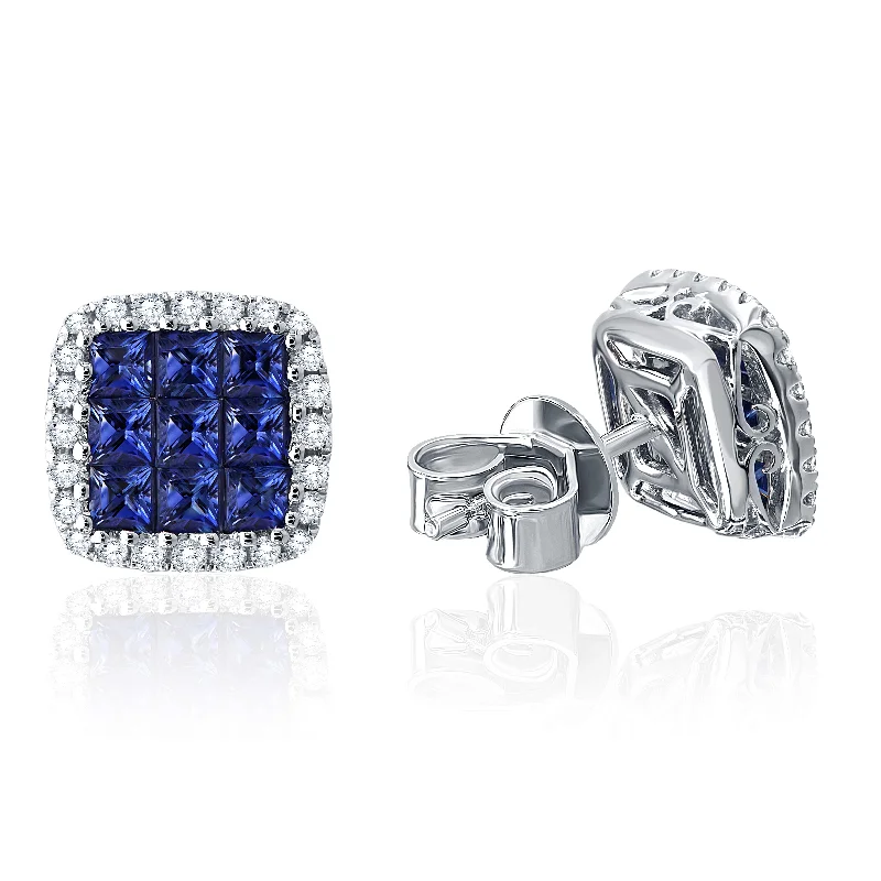 Sapphire And Diamond Halo Earrings