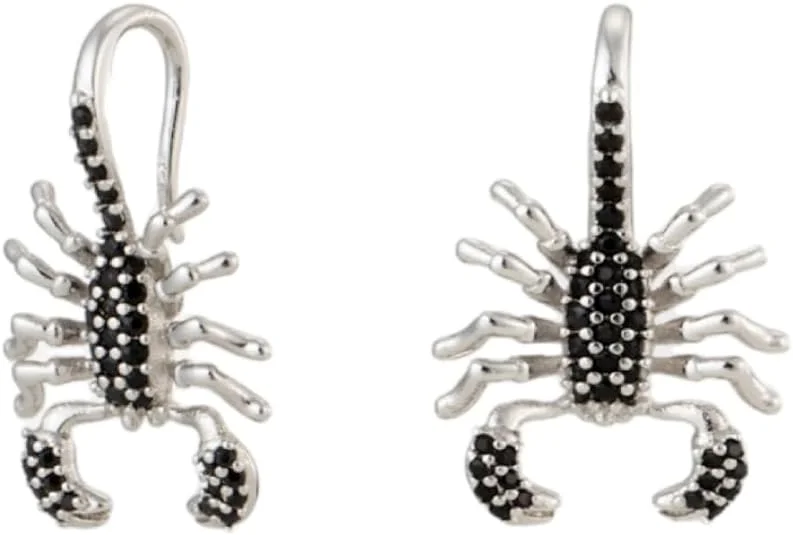 Black Crystal Scorpion Dangling Earrings Scorpio Zodiac Jewelry