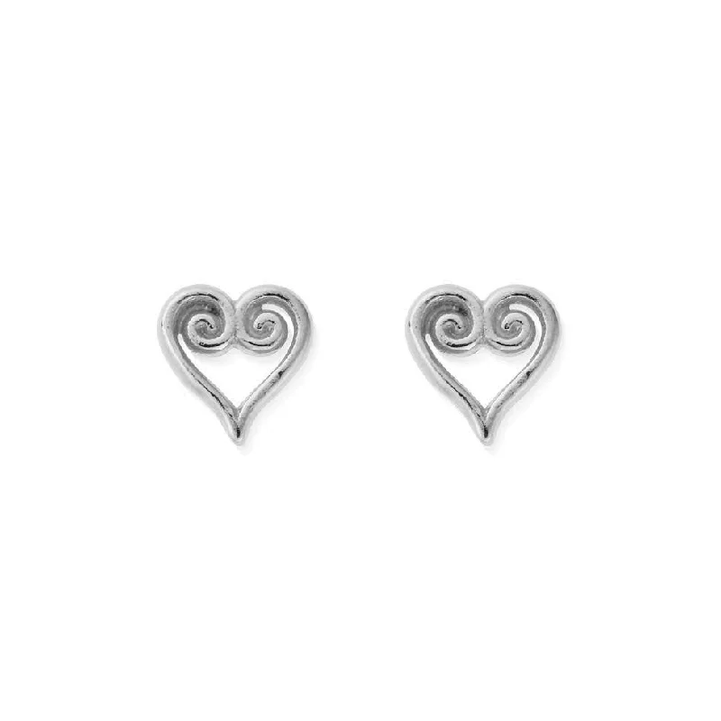 Scroll Heart Stud Earrings