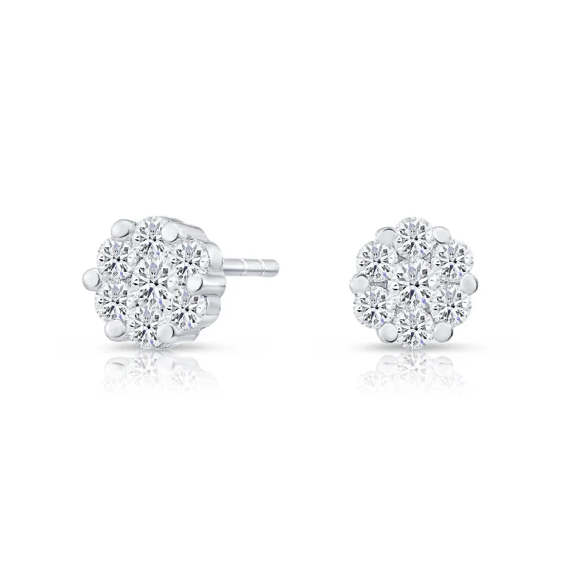 CZ Small Flower Stud Earrings in Sterling Silver