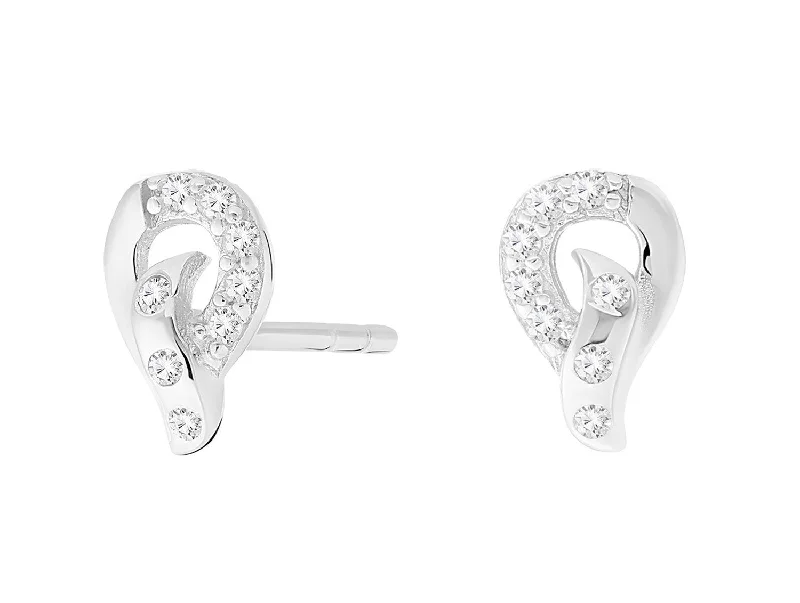 CZ Small Tear Drop Stud Earrings in Sterling Silver