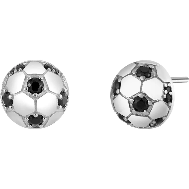 2D Crystal Soccer Ball Stud Earrings Sports Jewelry