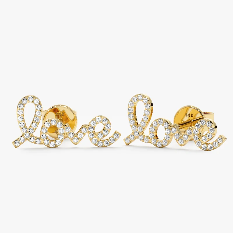 Love Script Diamond Studs, Zariah