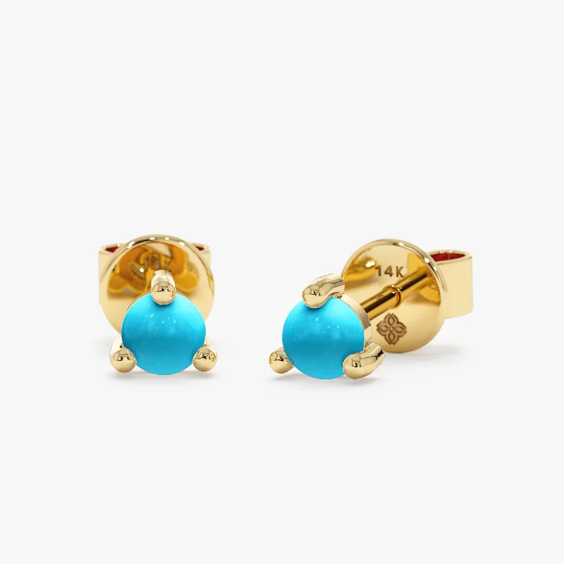 Solid Gold Turquoise Studs, Winona