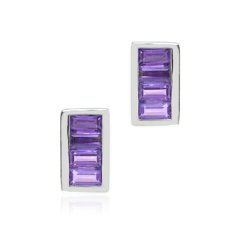 Channel-Set Earrings in Amethyst