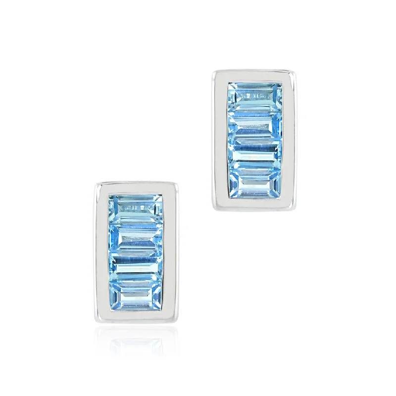 Channel-Set Earrings in Swiss Blue Topaz