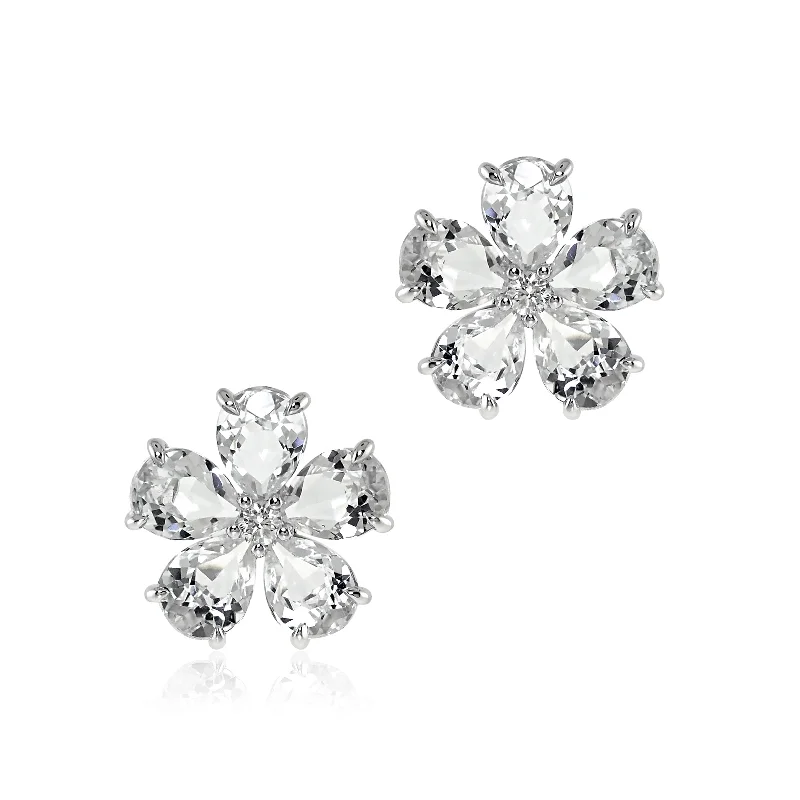 Forget-Me-Not Earrings in White Topaz & Diamonds