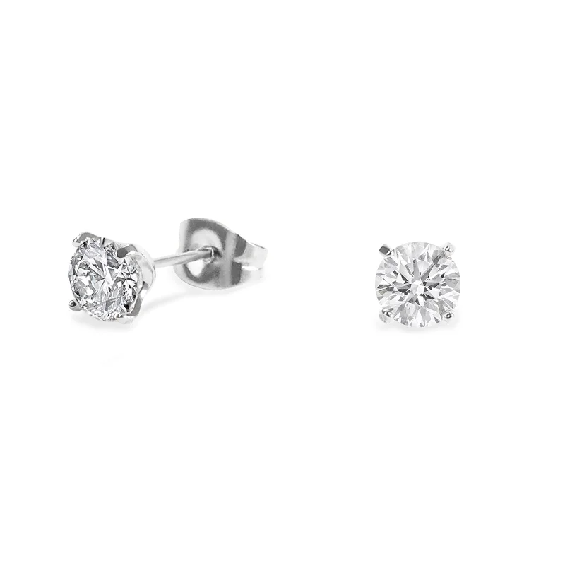 Stainless 5mm round cz stud earrings