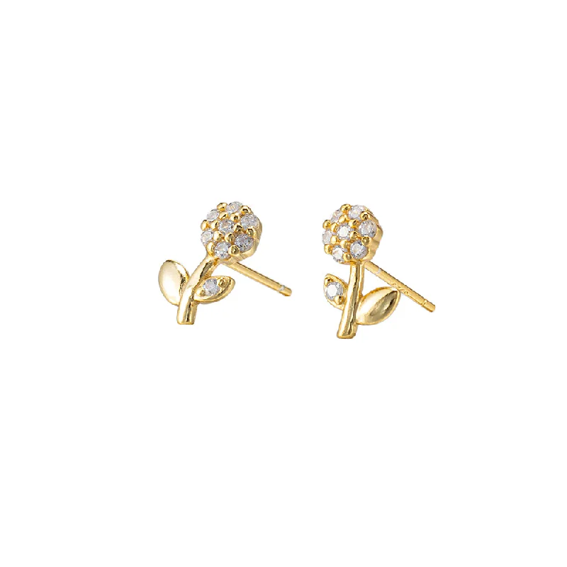 Sterling Silver CZ Rose Stud Earrings