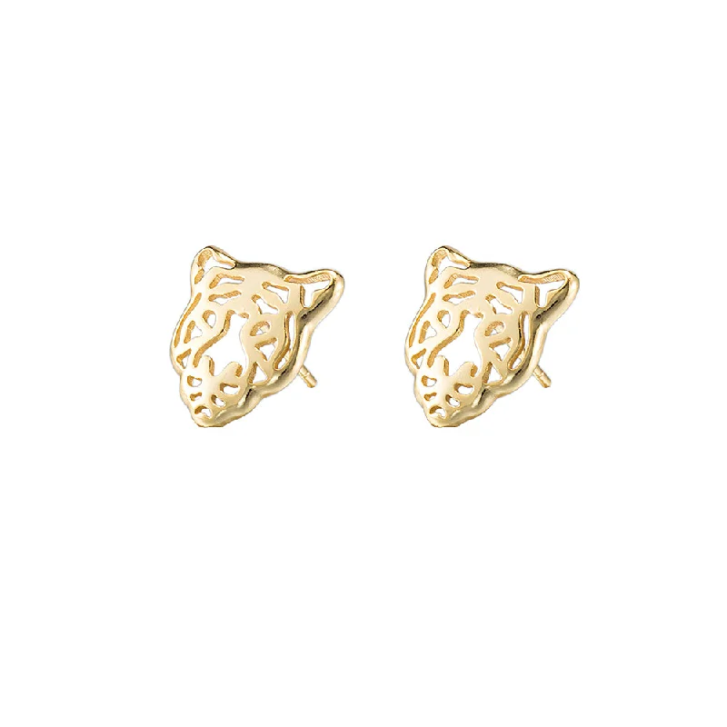 Sterling Silver Tiger Stud Earrings