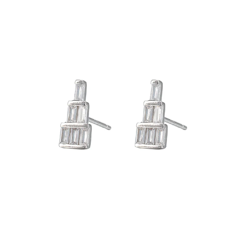 Sterling Silver Zirconia Stud Earrings