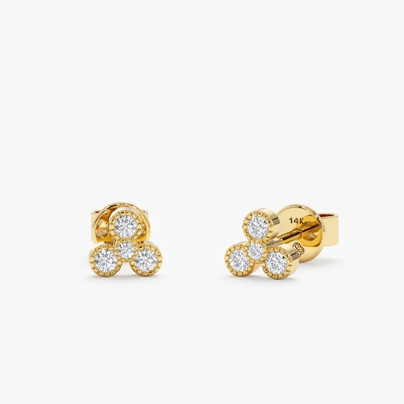 Three Petal Diamond Flower Studs, Karina