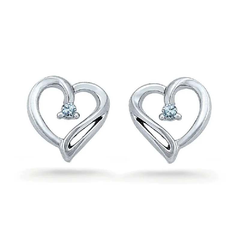 Tiny Diamond Heart Stud Earrings