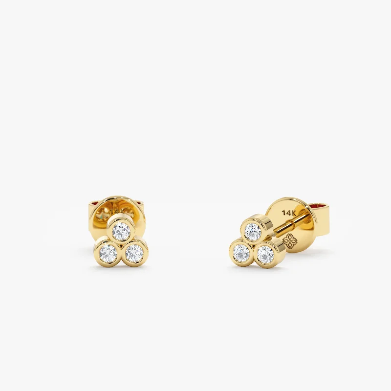 Triple Bezel Diamond Studs, Victoria