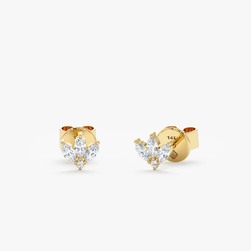 Triple Marquise Diamond Studs, Lexi