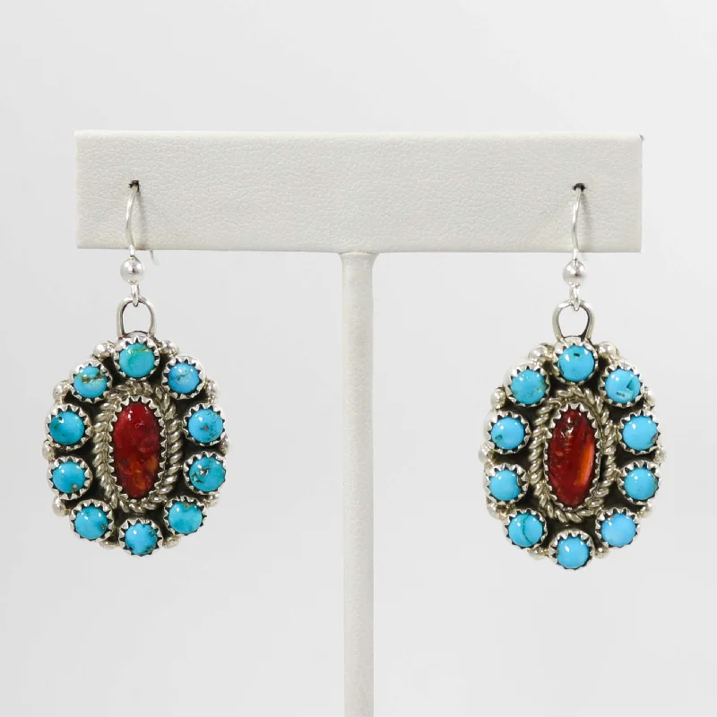 Turquoise and Spiny Oyster Shell Earrings