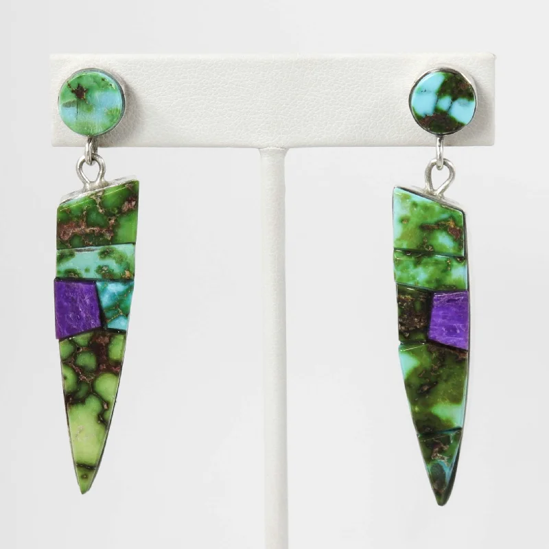 Turquoise and Sugilite Earrings