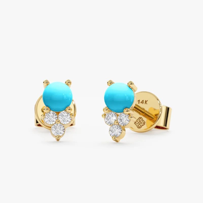 Turquoise & Diamond Cluster Studs, Winona