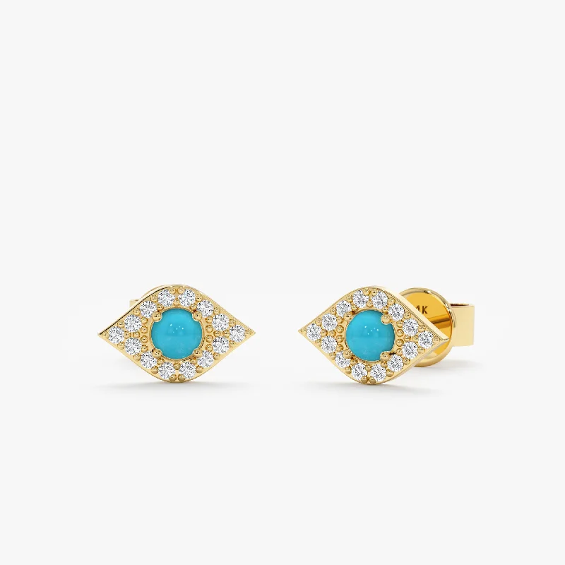 Turquoise Evil Eye Diamond Studs, Sansa