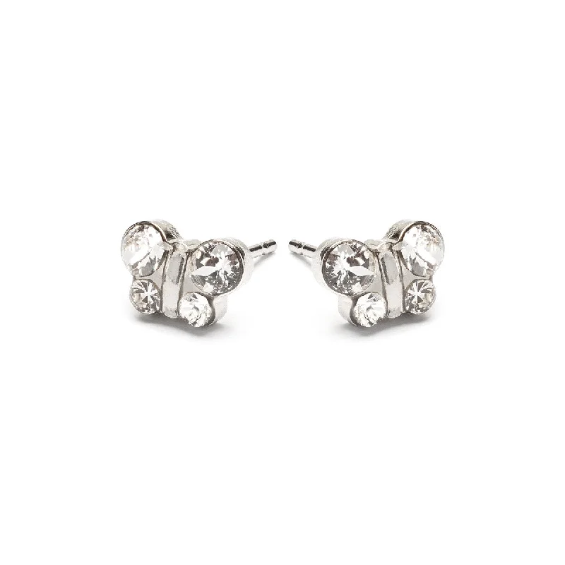 White Crystal Butterfly Earrings