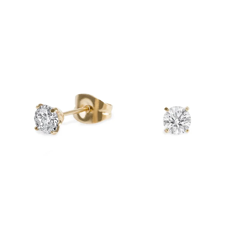 Stainless 4 mm round cz stud earrings