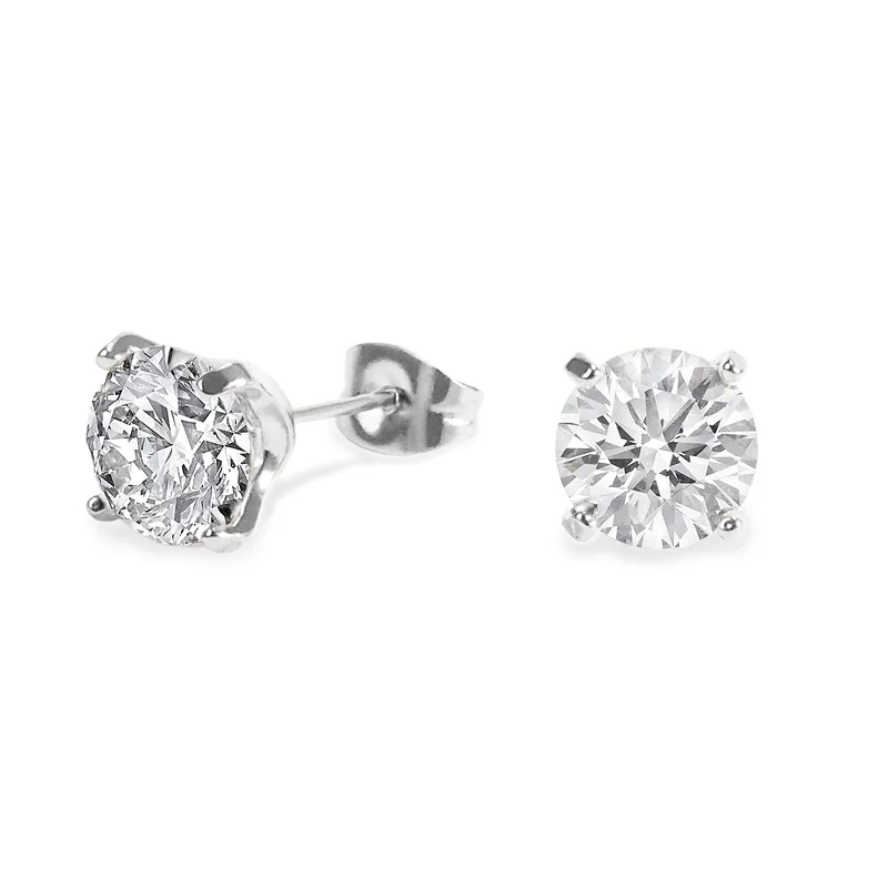 Stainless 8mm round cz stud earrings