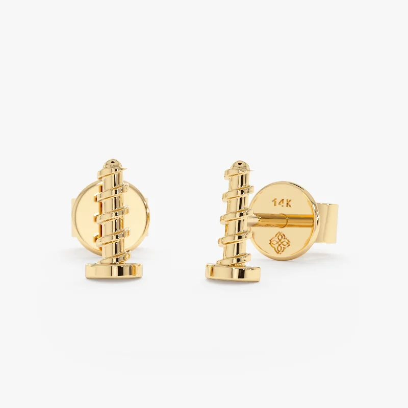 Solid Gold Mini Screw Studs, Zahira